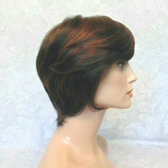 Short Brown Highlighted Heat Resistant Wig main image 8